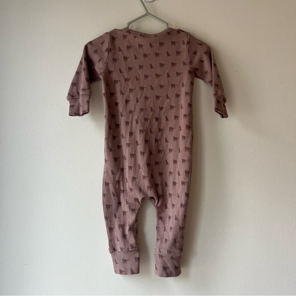 Kate Quinn Organic Cotton Baby Romper 6–12M – Mauve Cat Print Long Sleeve Henley - Picture 7 of 8